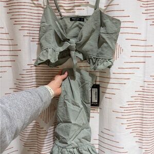 Nasty Gal Sage Tie-Front Two Piece set